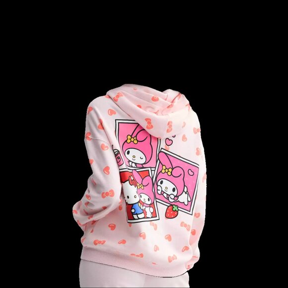 Juniors' Hello Kitty Hearts Zip Up Hoodie new with tags - Picture 4 of 4